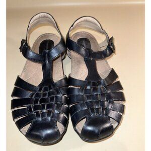 Earth Origins Sandals Womens 9.5 Closed Toe Slingback Soft Black Leather